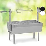 Klarstein 2-in-1 Rotisserie Grill mit Motor, Mini, mit Drehspieß, Elektrischer Spießgrill für Hähnchen & Spanferkel, Spieß Grill mit Edelstahl-Rost, Holzkohlegrill mit Rollen