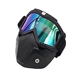XKCMGSI Motorradbrille Für Offene Motorrad-Halbhelme Oder Vintage-Helme Modulare Maske Abnehmbare Schutzbrille Und Mundfilter(1 UK)