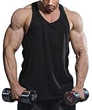 Lehmanlin Herren Sport Stringer Tank top,Bodybuilding Workout Tank Tops für das Fitnessstudio,Tägliches Training lässige T-Shirts Quick Dry(Pures Schwarz, XL)