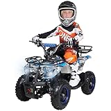 Actionbikes Motors Kinder Quad Elektro ATV Torino | 𝟑𝟔 Volt 𝟭𝟬𝟬𝟬 Watt Motor bis 𝟐𝟒 km/h - Kinderquad - Pocket Quad - Safety Touch Fußschalter - Miniquad - Für Kinder ab 8 Jahren (Blau Polo)
