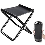 Camping Hocker Tragbarer Klapphocker faltbar, Mini-Falthocker klappbar und Leicht Sitz 30CM für Angeln, Reisen, Wandern, Grillen, Garten, Strand (Schwarz)