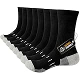 Niorasen Socken Herren, Baumwolle Herrensocken mit verstärkter Ferse und Zehe, Sportsocken mit Nahtlose Zehen, Crew Wandersocken, Arbeitssocken, Tennissocken, Laufsocken, 4 Paar, Schwarz, 43-46