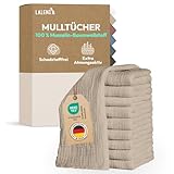 Laleni Spucktücher Baby im 10er Set aus Reiner Baumwolle - schadstofffreie Mulltücher weich 70x70 - saugstarke Mussellintücher Baby - Musselin Tuch als Mullwindel waschbare Mulltücher - Beige