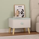 [en.casa] Nachttisch Kinder Sandnes Nachtkästchen 31 x 38 x 30 cm mit Schublade Nachtkommode Beistelltisch für Kinderzimmer Holzbeine Weiß/Mintgrün