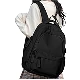 Rucksack Damen Schulmädchen,Casual Travel Daypack,14-Zoll-Laptop-Rucksack für Mädchen im Teenageralter,wasserdichter College-Rucksack,leichte Büchertasche Herren Schultasche Arbeitstasche,Schwarz