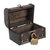 Amosfun Vintage Holz Schmuckkiste mit Zahlenschloss und Deckel Tragbare Antike Aufbewahrungsbox für Schmuck und Accessoires Rustikale Schatztruhe mit Praktischem Griff für Escape