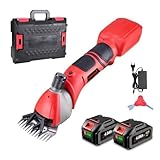 ONEVAN Akku Schafschermaschine, 800W Bürstenloser Motor Schafschere Akkus und Ladegerät, Elektrische Schermaschine für schafe Alpakas Ziegen Pferde(2x4.0Ah Akkus)