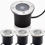 Bodenstrahler Außen - Dailyart 4er Set 3W led Bodeneinbaustrahler Aussen, IP67 Wasserdicht Runde Bodenleuchten Außen, 3000K Bodenbeleuchtung Aussen für Gärten, Häuser, Gebäude - 230V AC, CRI 85