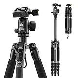 SIRUI AM-5C Carbon Reisestativ, 140cm Kompaktes leichtes Carbon Tripod mit 360° Panorama-Kugelkopf für DSLR, Schnellwechselplatte, Abnehmbarer Mittelsäule, Tragfähigkeit bis zu 10kg