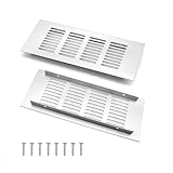 0XBIT 2 Stück Lüftungsgitter, 20 × 8 cm Silber Belüftungsgitter Gitter, Aluminium Lüftungsgitter, Rost und Korrosionsbeständig, für die Belüftung von Schränken und Möbeln