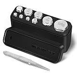 GRAM PRES Kalibrierungsgewichte 210g, 9 PCS Edelstahl Skala Kalibrierungsgewicht Kit, 1g 2g 5g 10g 20g 50g 100g Kalibrierungsgewicht mit Aufbewahrungsbox, Pinzette für digitale Skala