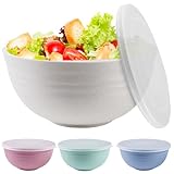 BAIFULAI 4 Stück Salatschüssel mit Deckel, Müslischale, Rührschüssel aus Lebensmittelechte Kunststoff, Plastikschüssel, Leicht & Bruchsicher, Stapelbar, Suppenschüssel für Kinder und Erwachesene