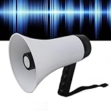 Haofy Tragbares Megaphon-Bullhorn, 30-Watt-Power-Megaphon-Lautsprecher, Sprach- und Sirenen-Alarmmodi mit Lautstärkeregler und Tragegurt, 10 Stunden Langlebig