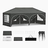 WOLTU Pavillon, Faltpavillon 3x6 m, mit 6 Seitenwänden, Partyzelt wasserabweisend UV-Schutz 50+, höhenverstellbarer Gartenpavillon, mit Tragetasche, für Outdoor Garten Camping Grau