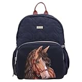 Depesche 13191 Miss Melody Glitter Horse-Rucksack in Dunkelblau, mit Pferde Motiv, Glitzer und Herz Steppung, Tasche mit verstellbaren Trägern, Mehrfarbig