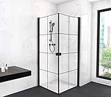 MARWELL 90x90x200 cm CLEAN LINE Glasdusche – Duschabtrennung in matt schwarz – Modernes Design für Badezimmer – Hochwertige Glasdusch