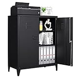 Sightlife Aktenschrank Abschließbar, Mehrzweckschrank Metallschrank Werkzeugschrank aus Stahl Büroschrank mit 2 Türen Werkstattschrank Kleiner Schrank Aufbewahrungsschrank Ordnerschrank