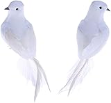 Yerleomit Tauben Deko Vögel Deko, 2 Stück Taube Vogel Deko Weiße Vögel Hochzeitstauben Dekorativer Vogel Künstliche Taube Kein Handwerk Schaum Vögel für Hausgarten Hochzeit Dekorationen