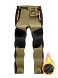 BondiTrekk Herren-Skihose, Fleece-gefüttert, Wanderhose, wasserabweisend, Winter-Cargohose für Camping, Angeln, Outdoor, Khaki, XXL