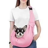 Pawaboo Hundetragetasche, Tragbare Haustier Hundetasche mit Verstellbare Schultergurt,Outdoor Reise Haustier Umhängetasche Transporttasche für Klein Hund Katze (Bis zu 12lbs), Rosa