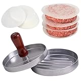 Fisssure Hamburger-Pastetenform – Hamburgerpresse, Hamburgerpresse, Antihaftbeschichtung, mit runden Formen | abnehmbarer Griff und 100 Blatt geöltes Papier, ideal für L