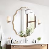 GIOVARA Wandspiegel Dekorative Wandspiegel zum Aufhängen ⌀50 cm Unregelmäßiger Wellenspiegel Moderner Industrial Spiegel Badezimmer Spiegel für Bad, Waschtisch, Wohnzimmer, Schlafzimmer
