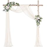 Ghope Hochzeitsbogen Vorhang Querbehang Transparente Tüll Hochzeits Hintergrund Vorhang Kulissenvorhänge Hochzeitsbogen Gardinen Dekoration für Fotografie Party Hochzeit Torbogen Zeremonie