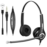 PC Headset Handy für Smartphone Computer Laptop, 3,5mm Klinke USB-C Kopfhörer Handy mit Mikrofon für iPhone Samsung Skype Business Office Call Center, Kristallklar Chat, Super Leicht, Ultra Komfort