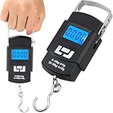Retoo Kofferwaage Digital mit LCD, Tragbare, Gepäckwaage, Hängewaage mit Hintergrundbeleuchtetem Digitalanzeige bis 50kg, Elektronische Fischwaagen für Hausgebrauch, Reisen, Freien, Tara-Funktion