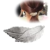 Vintage Blatt Haarspange Barrette - Silber Metall Legierung Minimalistisch Clip Haarzubehör Für Frauen Und Mädchen (Silber)