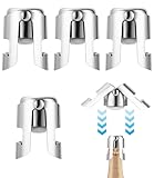 4 Stück Sektverschluss, Sektverschluss Flaschenverschluss, Sektflaschenverschluss Edelstahl, Champagner Verschluss, Sektflaschenverschluss Dicht, Weinverschluss Vakuum, für Wein,Champagner, Bier