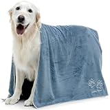 Lucky Paws® Hundehandtuch - 140x70cm XL Hundehandtuch extra saugfähig - schnell trocknend, luxuriös weiches Hunde Handtuch Hundebesitzer und Hunde Zubehör (1er-Pack, Petrolblau)