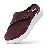 FitVille Extra Breit Diabetikerschuhe Damen Gesundheitsschuhe für geschwollene Füße mit Klettverschluss Verband Halbschuhe Burgunderrot 41 EU X-Weit