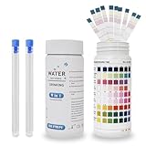 200 Stück 9 in 1 Aquarium Teststreifen Aquarium Wassertest Aquarium für Aquariu-m Zubehör zur Messung von PH Wasserhärte Chlor Nitrit Nitrat Gesamtalkalität Karbonat mit 2 Reagenzglas