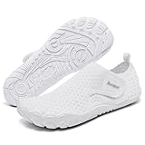 Racqua Wasserschuhe Damen Badeschuhe Herren Aquaschuhe Damen Strandschuhe Herren Barfuss Schnelltrocken Wasserschuhe Weiß 38