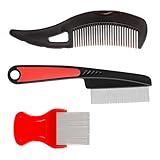 Edelstahl Läusekamm Set 3 Stück Läusekamm Schuppenkamm 3 Stile Läusekamm Kinder,Reduziert Juckreiz,für Kinder,Erwachsene und Haustiere zur Entfernung von Läusen und Schuppen