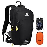 ONETOALL Fahrradrucksack 15L/20L Wasserdicht, Wanderrucksack mit Helmnetz und Regenschutz, Tagesrucksack mit Abnehmbarem Bauchgürtel zum Radfahren Wandern Tagestour Sport Alltag
