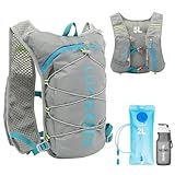Aedcbaide Laufweste Damen Laufrucksack Herren, Laufweste mit Trinkflasche und Trinkblase, Ultraleicht Running Vest Trinkrucksack für Laufen, Jogging, Trailrunning, Radfahren(Grau)