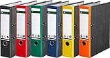 Leitz Qualitäts-Ordner, Wolkenmarmor-Papier, A4 (‎6er Pack | Breit) schwarz, rot, grün, blau, gelb und orange