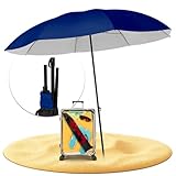 STYNGARD Reise Sonnenschirm mit UV Schutz 50+ [155 cm ⌀] - Strandschirm Sonnenschirm Strand mit Abspannleinen zum Aufklappen - Modell NIZZA (blau)