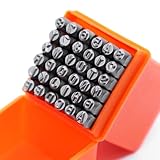 RUNYU® A-Z Schlagbuchstaben 4mm Schlagzahlen 0–9 Punziereisen Set, Metall Schlagstempel Zahlen für Metall Leder Holz DIY-Schnitzprägungen (36 Stück)