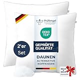 Hatchka 2er Set Daunenalternative Kopfkissen 80x80 -Hochwertige Daunenkissen Alternative Füllung, Langlebig & Atmungsaktiv Daunenmikrofaser Kopfkissen 80x80 für erholsamen Schlaf, Kissen 80x80 2er Set