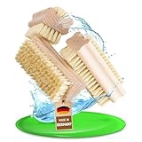 FEINHOLZ Handbürste Nagelbürste Holz (3 Stck.) mit stabilen Borsten hart und weich, Bürsten plastikfrei, Made in Germany, Nagelbürste Kinder, Gemüsebürste, Wurzelbürste, Fingerbürste, Handwaschbürste