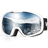 Victgoal Skibrille Herren Damen Snowboardbrille Anti-Beschlag OTG Designed Brille mit UV Schutz Sphärische Brille für Winter Schneesport Skifahren Snowboarding (Weiss)