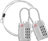 Newace TSA Schloss 4 Stellig Kofferschloss Zahlenschloss Gepäckschloss Reiseschloss Kabelschloss für Koffer Gepäck Rucksack – 2 Stück Silber