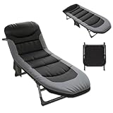 TerraVibe Sonnenliege Klappbar mit Verstellbarer Rückenlehne, Klappbare Gartenliege mit Auflage, Camping Liegestuhl, Sonnenliege Klappbar, Liegestuhl Klappbare für Reisen, Garten, Büro (1, Schwarz)