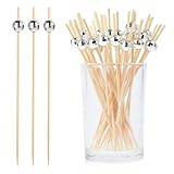 100 Stk Cocktailspieße,Holz Cocktail Sticks,Cocktail Zahnstocher,Discokugel Fingerfood Spieße,Spiesse für Snacks Fingerfood,12cm Obstspieße Partyspieße,für Bar Grillgut Antipasti Cocktailparty Deko
