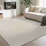 the carpet Rio - Moderner Kurzflor Teppich, weicher und pflegeleichter Anti-Rutsch-Teppich mit 3D-Optik, robust, für Wohnzimmer und Schlafzimmer, Creme, 200 x 200 cm Quadrat