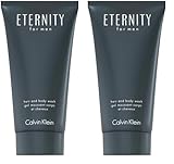 CALVIN KLEIN Eternity Hair and Body Wash for him, 2in1 Duschgel für Haare und Körper, holzig-aromatischer Duft, 150ml (Packung mit 2)