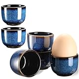 PjuQow 6 Stück Eierbecher Porzellan, Eierbecher Keramik mit Verlauf, Lustige Eierbecher Schwarz Matt Eierbecher Keramik, Elegantes Frühstücksset, Hochwertige Eierbecher für Tischdekoration